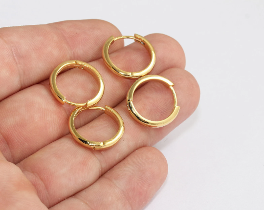 19mm 24k Shiny Gold Earrings, Leverback Earrings, Gold Plated Earrings, MLS167