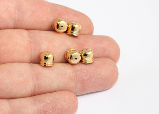 7x8mm 22k Shiny Gold End Cap, Inner Size 7mm, Bead Cap, NED15