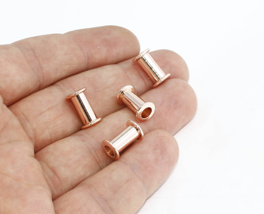 Gül Altın Tüpler, Boncuk Çekirdeği, İç 4 mm, Kanal Boncuk Çekirdekleri, ROSE603