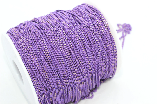 2x2,5 mm Emaye Zincir, Pirinç Lehimli Zincirler, Mor Emaye BXB79-1