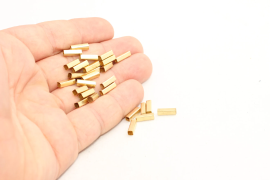 3x10mm 18k Parlak Altın Kaplama Kare Tüpler, Tüpler, Tüp, BRT312