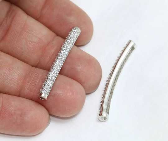 4x40mm Rodyum Kaplamalı Bilezik Tüpü, Mikro Döşeme ZRCN519