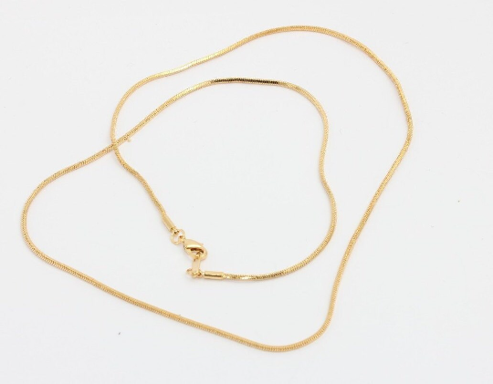 22'' 1,2mm 24k Shiny Gold Snake Necklace, Finished Snake CHK249