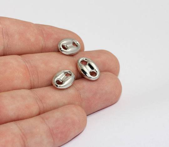 10x15mm Rodyum Kaplama Düğme Takılar, Düğme Boncuklar MLS362