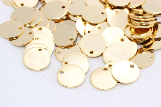 12mm Shiny Gold Round Charms, Round Disc, Gold ,SG   CHK494