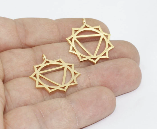 22x27mm 24k Shiny Gold Chakra Charms, Chakra , BRT661