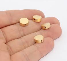Perline in oro opaco 24k da 10 mm, monete rotonde, perline rotonde piatte, MTE951