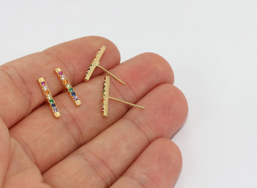 Micro Pave Earrings, Mixed Stone