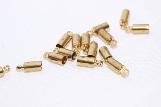 3x9mm Raw Brass End Caps, Inner Size 2,5mm, Bead Caps, CR20