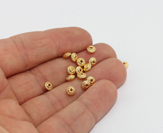 2.5x5mm 24k Shiny Gold Bead, Ball Beads, Bracelet Beads, MTE1533