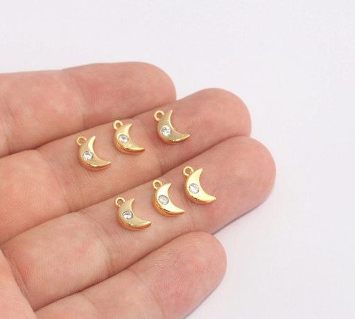 Shiny Gold Moon Charms