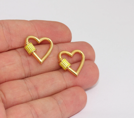 Shiny Gold Heart Screw Clasp Lock