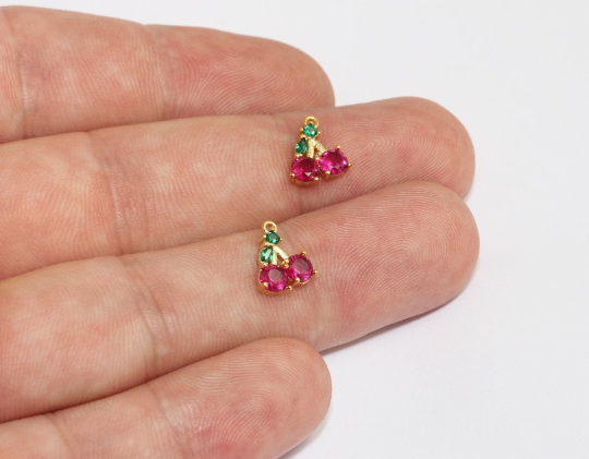 8,5x10mm 24k Shiny Gold Cherry Beads, CZ Cherry , MLS991