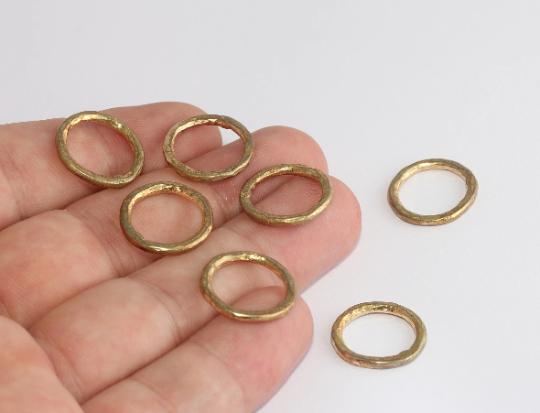 18mm Raw Brass Closed Ring, Inner Closed Ring, Hammered XP425
