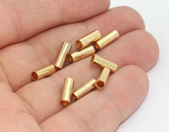 4x10mm 24k Shiny Gold Tube Beads, Tubes, Spacer Beads,  MTE417