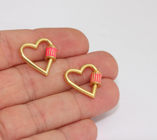 Shiny Gold Heart Screw Clasp Lock