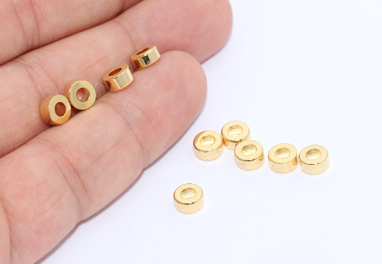 Spacer Beads, Gold Spacers, Rondelle