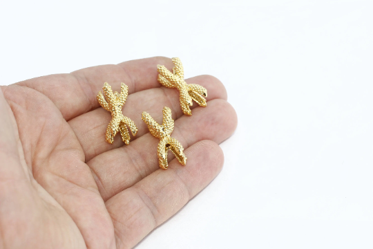 10x24mm 24 Ayar Parlak Altın Pençe Tılsımları, Pençe Kolye Uçları, AE100