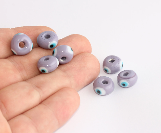Perline anti-malocchio grigie da 13 mm, rondelle rotonde anti-malocchio, occhio malvagio, SLM948