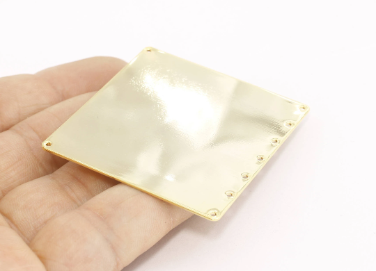 50x50mm 24k Shiny Gold Square Pendant, Multi Hole , MTE370