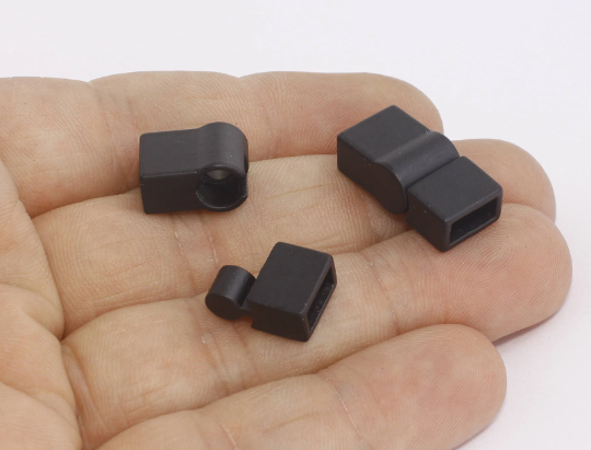 4x8mm Inner Hole Bracelet Clasp, Matt Black Magnetic MTE348