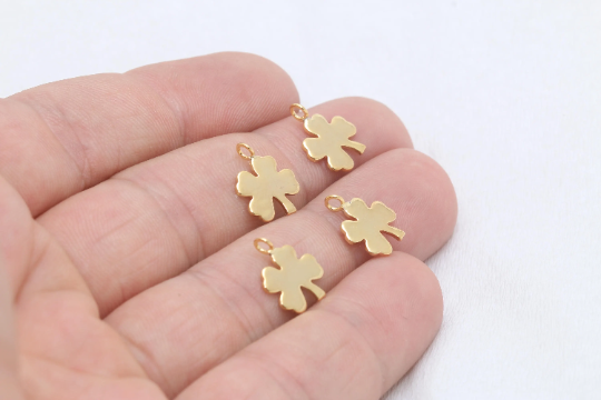 10x13mm 24k Shiny Gold Clover Charms, Clover Pendant, BRT803