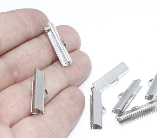 Rhodium Plated Ribbon Crimps