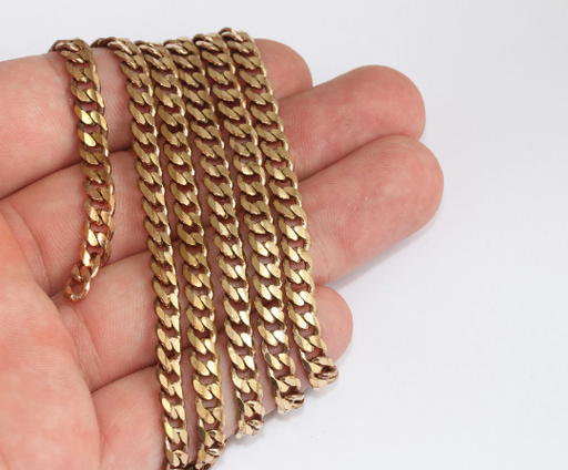 Dark Raw Brass Faceted Chain
