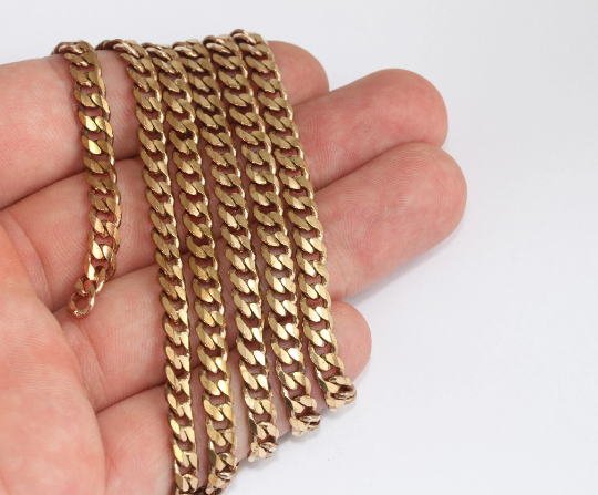Dark Raw Brass Faceted Chain