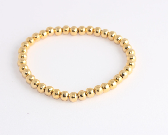 5mm 24k Shiny Gold Beaded Bracelet Gold Ball, Bracelet,                     BLK3