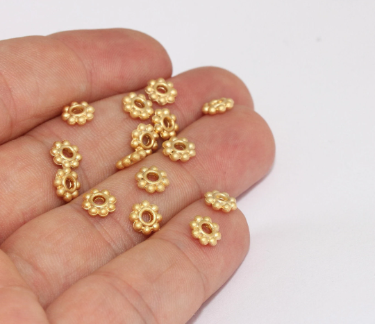 5,5mm 24k Matt Gold Snowflake Connector Beads, Flower Beads MLS59
