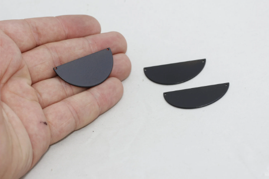 19x39mm Black Plated Semicircle, Pendant, Half Moon , ETS102