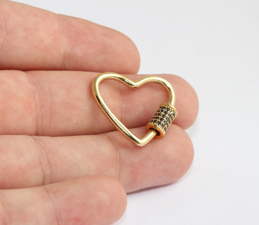Shiny Gold Heart Screw Clasp