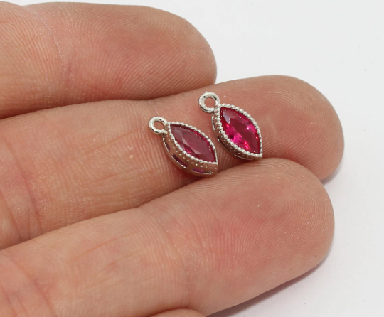 Silver Plated Bezel Crystal Charms