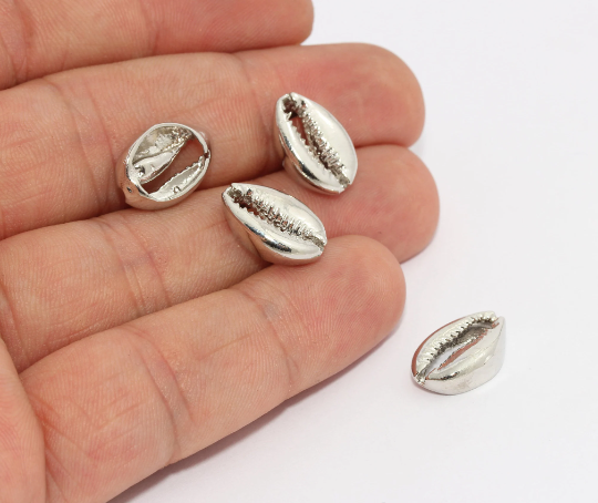 10x15mm Gümüş Kaplamalı Deniz Kabuğu, Deniz Kabuğu Takıları, Deniz Kabuğu, Pirinç BRT232