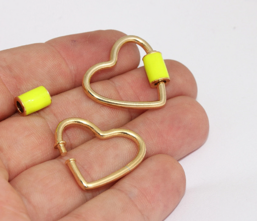 Shiny Gold Heart Screw Clasp Lock