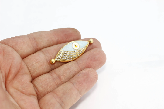 15x43mm 22k Shiny Gold Charms, Evil Eye Charms, Micro , ZRCN645