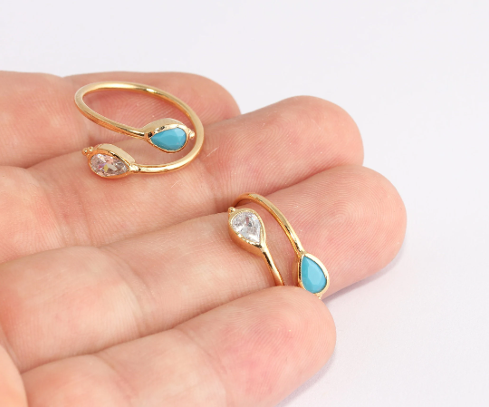 17-18mm 24k Shiny Gold Micro Pave Rings, Dainty Rings, CZ , XP168
