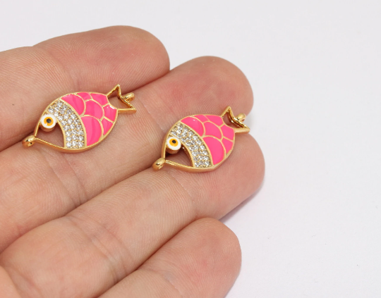 Shiny Gold CZ Fish Charms