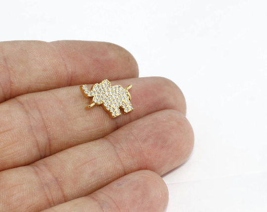 11x17mm 24k Shiny Gold Charms, Elephant Charm, Micro ZRCN630