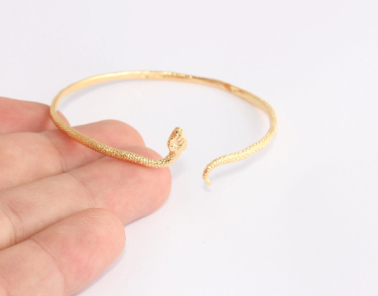60mm 24k Shiny Gold Cuff Bracelet, Wire Snake, Bracelet,                   CHK693-1