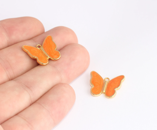 17x20mm 24k Shiny Gold Butterfly Charms, Butterfly ,Gold SLM700