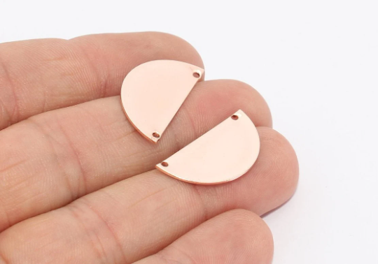 Ciondoli a semicerchio in oro rosa da 12x25 mm, ciondoli a mezzaluna MTE984