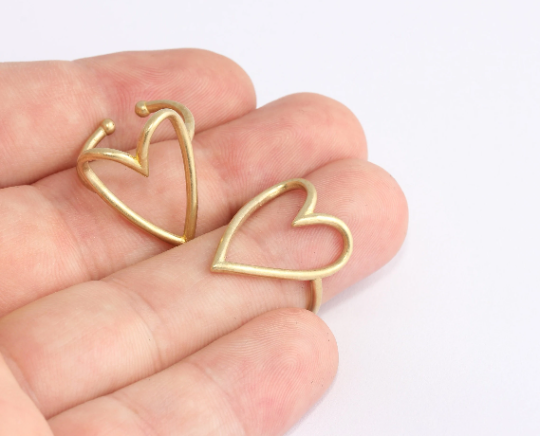16-17mm Raw Brass Heart Rings, Heart Shaped Rings XP83