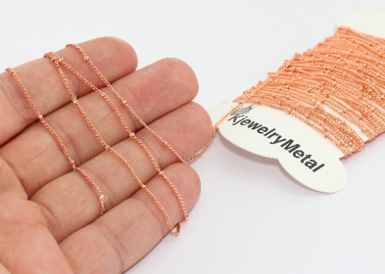 1,2mm Rose Gold Satellite Chains, Soldered ,Beaded CHK360-2