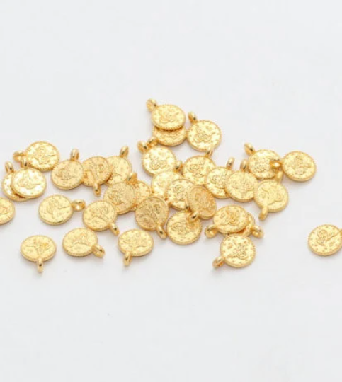 8mm 24k Shiny Gold Plated Ottoman Disc, Ottoman Jewelry, BRT97