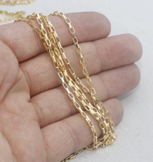 2,2mm 24k Shiny Gold Rolo Chain, Necklace Chains,         BXB269-1