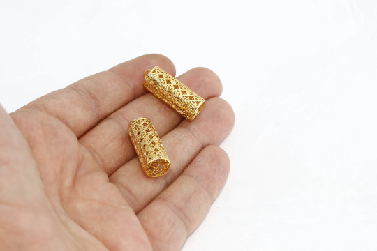 10x25mm 24k Shiny Gold Tassel Cap, Bead Caps,Filigree , AE126