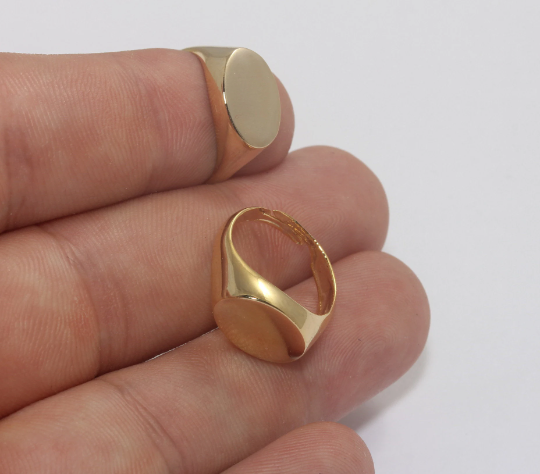 17-18mm 24k Shiny Gold Rings, Nameplate Rings, Gold Rings, MLS203