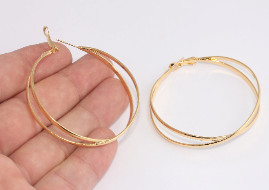 Earrings, Double Hoop